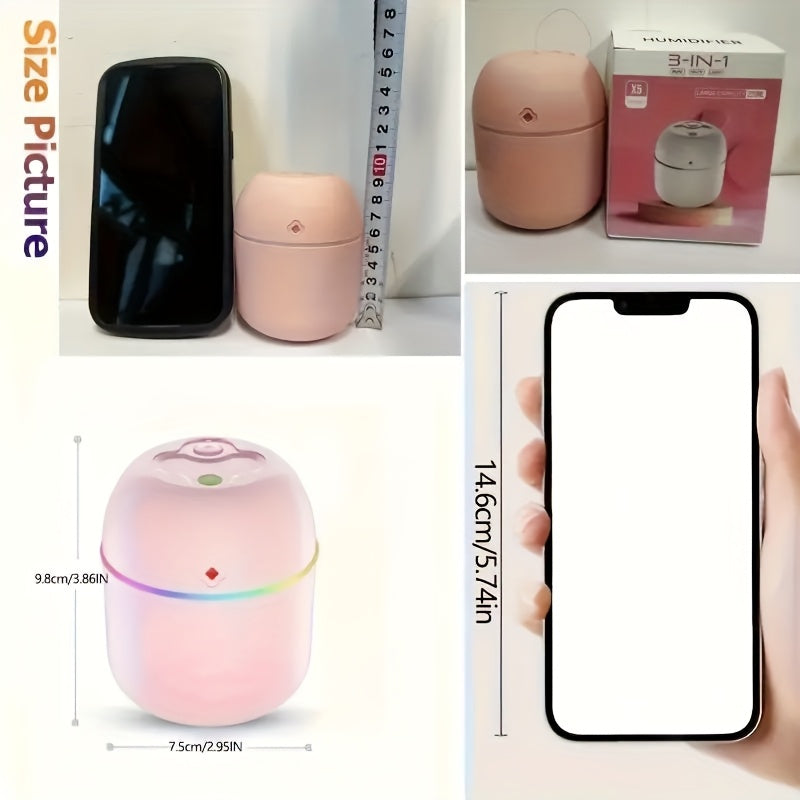Mini humidificador portátil con USB, difusor de aromas con luz nocturna, ideal para dormitorio, sala, oficina o auto, máquina de spray aromático con luz ambiental
