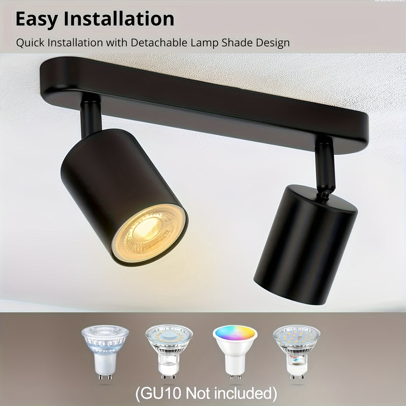 1 foco ajustable para techo, lámpara de techo retro, ideal para salas, dormitorios, isla de cocina, pasillo, compatible con focos GU10 (focos no incluidos), lámpara de techo industrial, montaje semiempotrado, fácil de instalar