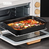 SHAON 1 sartén de acero inoxidable para pescado, bandeja rectangular para horno, bandeja para cocina de inducción doméstica, bandeja antiadherente, apta para hornear y barbacoa