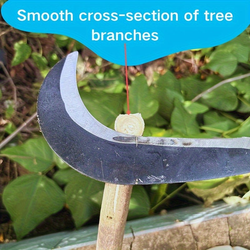 1pc Hoz de Acero Inoxidable Duradera - Mango Largo y Diseño Ergonómico, Herramienta Multifuncional para Cosecha, Corte de Hierba, Deshierbe y Jardinería | Hoja de Acero al Carbono con Construcción Robusta