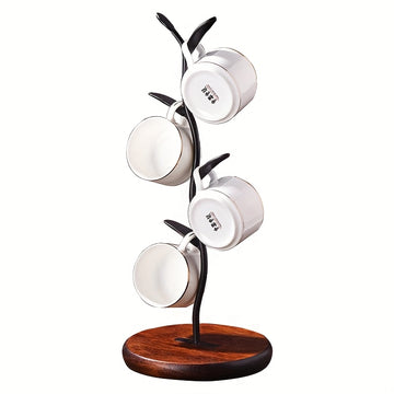 Soporte de almacenamiento colgado para taza de café de madera y hierro, acabado pulido, fácil de instalar, estilo de moda, para mesa