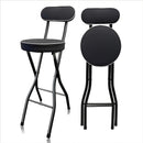 1pc Silla de bar plegable contemporánea, tapizada en cuero con relleno, estructura metálica, respaldo sólido, relleno de esponja, fácil de limpiar, diseño plegable para pisos duros, no requiere electricidad ni batería