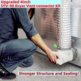 Kit de Conexión de Conducto para Secadora de Ropa Mejorado Estándar de 4 Pulgadas con Soporte y Conector de Tubo de Secadora STV-90 para Ventilación Interior - No Requiere Electricidad