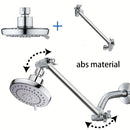 Cabezal de ducha de lluvia de alta presión de 12,7 cm con brazo de extensión de 25,4 cm, ajustable en 5 modos, acabado pulido, montaje en pared, plástico redondo, no requiere electricidad.