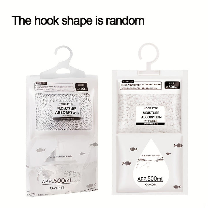 Paquete de 5 Bolsas Deshumidificador Grandes de 500ml/16.91oz para Absorción de Humedad, Sin Electricidad Necesaria, Absorbentes de Humedad Reutilizables para Armario, Cajón, Baño y Campamento, Elimina la Humedad del Hogar