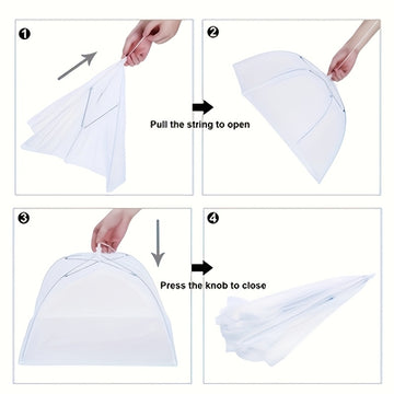 1pc Cubierta de Alimentos Plegable Transparente - Protector de Malla de Múltiples Tamaños para Exteriores y Cocina, Red Antimosquitos y Anti-Moscas para Frutas, Verduras y Más, Esenciales para Picnic|Diseño Transparente|Accesorio de Cocina Duradero, Prot