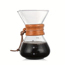 Cafetera de goteo de vidrio borosilicato, Kettle resistente a altas temperaturas de 400ml con asa de madera, diseño estampado para barista en casa