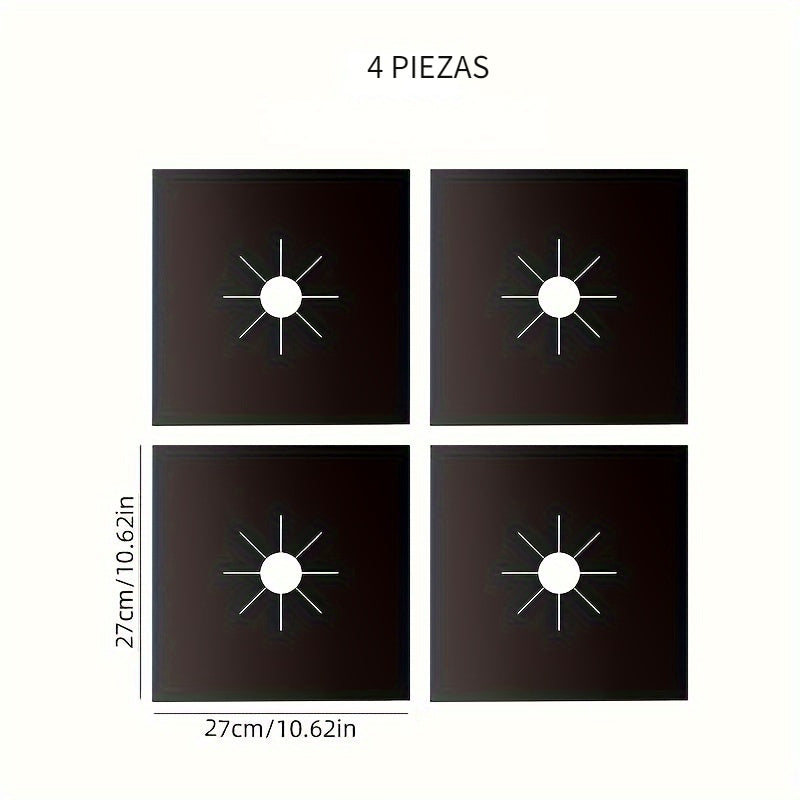 4pcs Tapetes Protectoras para Estufa de Gas de Teflón - Antiadherentes, Fáciles de Limpiar, Resistentes al Aceite y la Grasa, Almohadillas de Cocina Resistentes al Calor, para Seguridad en la Cocina / Equipo de Alimentación, Ideal para Chef Caseros