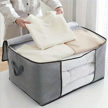 Bolsa organizadora grande para ropa, hecha de tela no tejida, con ventana transparente y cierre seguro de cremallera, protector multiusos para cobijas, edredones y ropa de temporada, almacenamiento debajo de la cama