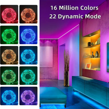 Cinta de luz LED de 100 pies (2 rollos de 50 pies) de HBO con cambio de color sincronizado y control de aplicación, control remoto de 44 teclas, paquete de instalación de cinta de doble cara incluido, perfecto para regalos de Navidad, oficina de vacacion