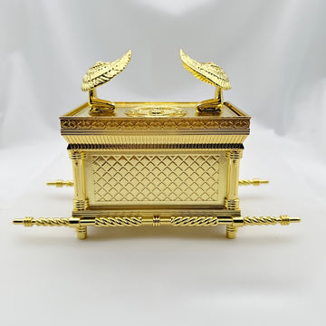 Figura de Arca del Pacto Dorada Pintada a Mano - Decoración Religiosa en Aleación Electroplateada con Querubines, Tapa Desmontable y Accesorios, Adorno para Navidad, Halloween, Día de la Madre, Interior/Exterior
