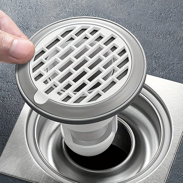 Válvula de drenaje para ducha y bañera, diseño en rejilla, plástico blanco, antiolores, impermeable, fácil de limpiar, ajuste seguro, a prueba de insectos | Accesorio elegante para baño | Material fácil de limpiar
