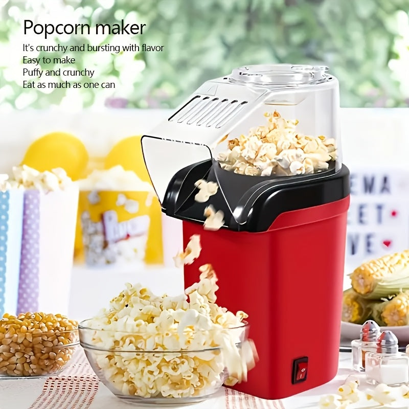 Fabricante de palomitas de maíz mini automático, calentamiento por turbina de aire caliente de plástico, fabricante de palomitas de maíz eléctrico para uso doméstico, operación de un solo toque, no se requiere aceite, se ajusta a enchufes de EE. UU., sum