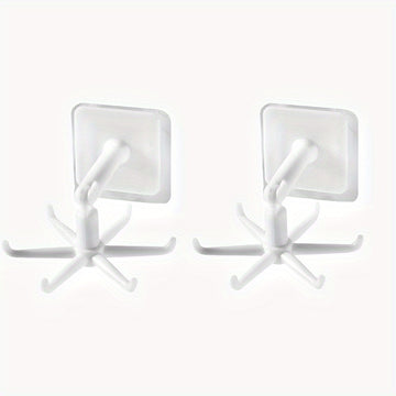 1, 2 o 4 ganchos giratorios 360° sin taladro, organizador multifuncional para colgar cucharas, cuchillos, tenedores, cepillos, espátulas, llaves, lentes, joyas, accesorios, sombreros y más, ideal para cocina o baño