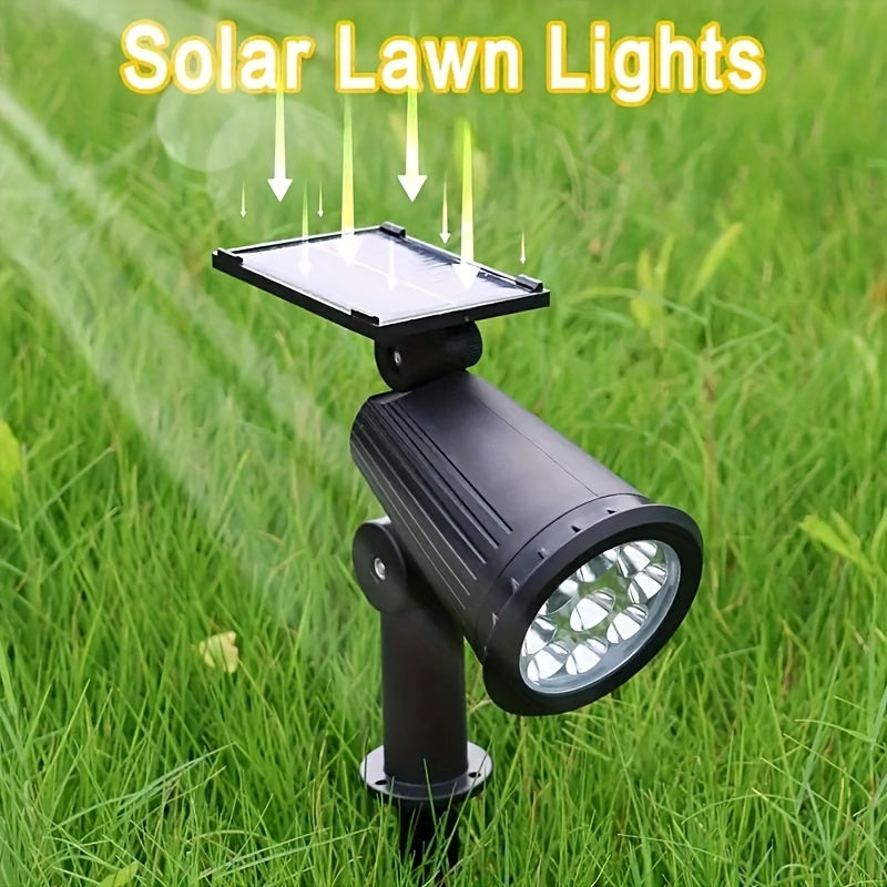 1 pieza de luces de jardín solares de 9 LED - Soporte ajustable, IP65, resistente al agua, sensor automático de día/noche, carcasa plástica resistente al tiempo, ideal para jardines, césped, senderos y iluminación de garajes, luces de jardín | Luz de pai