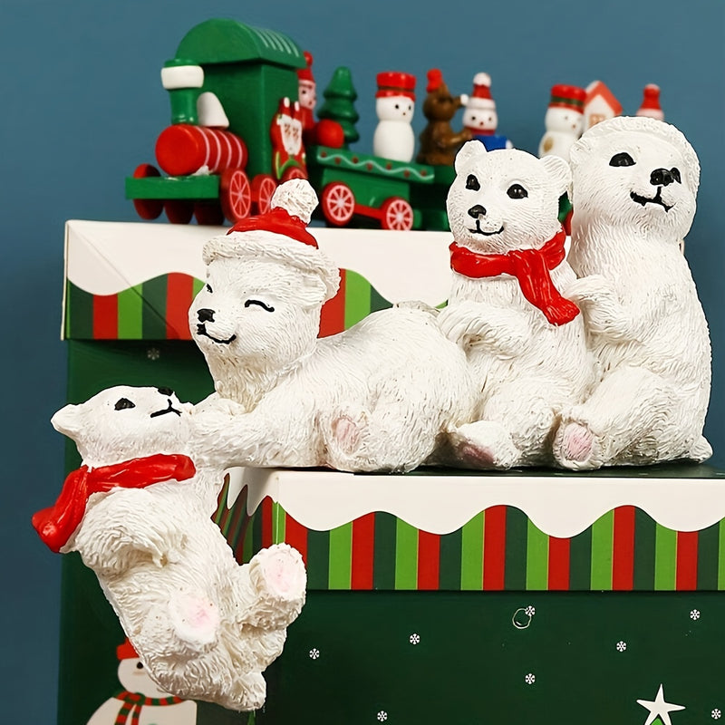 1 pza. Figura de resina de oso polar, decoración temática de temporada para diferentes tipos de habitaciones, ideal para Navidad, Halloween, exhibición en interiores y exteriores, no requiere electricidad