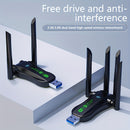Adaptador Wifi de doble banda 2.4G/5.8G con 1300Mbps, interfaz USB, fuerte penetración de pared, cuatro antenas, internet de alta velocidad, baja latencia y acceso a internet en cualquier momento y lugar.