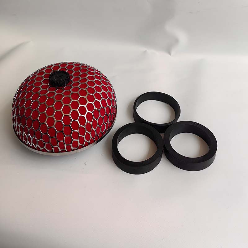 Filtro de aire, incluye: 1 filtro de aire + 3 accesorios de anillos de goma, material de esponja + acero inoxidable, filtro de aire con elemento de filtro tipo cabeza de hongo