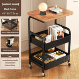 Carro rodante con estantería de escritorio, soporte para snacks, diseño de tres niveles, estructura duradera, ruedas portátiles, ideal para todas las estaciones, perfecto para hogar u oficina