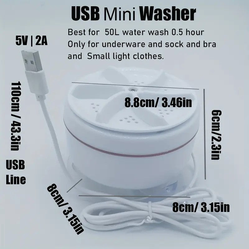 Mini Lavadora Plegable, Lavadora Redonda Portátil, Alimentada por USB, ≤36V, Sin Batería, para Viajes, Hotel, Hogar, Alquiler