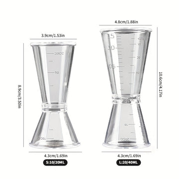 2 piezas, copa medidora transparente de 40/10CC, mezclador para cócteles, onzas, utensilios de cocina y bar, suministros para fiestas