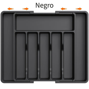 1 pieza, organizador de utensilios de cocina, bandeja expansible para tenedores, cuchillos y platos, soporte de cubiertos y vajilla sin BPA, caja de almacenamiento de plástico ajustable, adecuada para cucharas, tenedores y cuchillos.