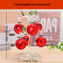 Elegante decoración de árbol de manzana de cristal - Adorno de vidrio rojo y transparente con hojas doradas, perfecto para oficina, sala de estar o mostrador de entrada, decoración de manzana.