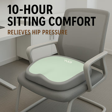 Cojín de silla de oficina ergonómico de espuma de memoria de 10 horas - Soporte ajustable para cadera y cintura, comodidad portátil para el hogar, el coche y el uso en la oficina - Solo se limpia a seco - Gris/Verde/Amarillo/Negro, cojín de silla de ofic