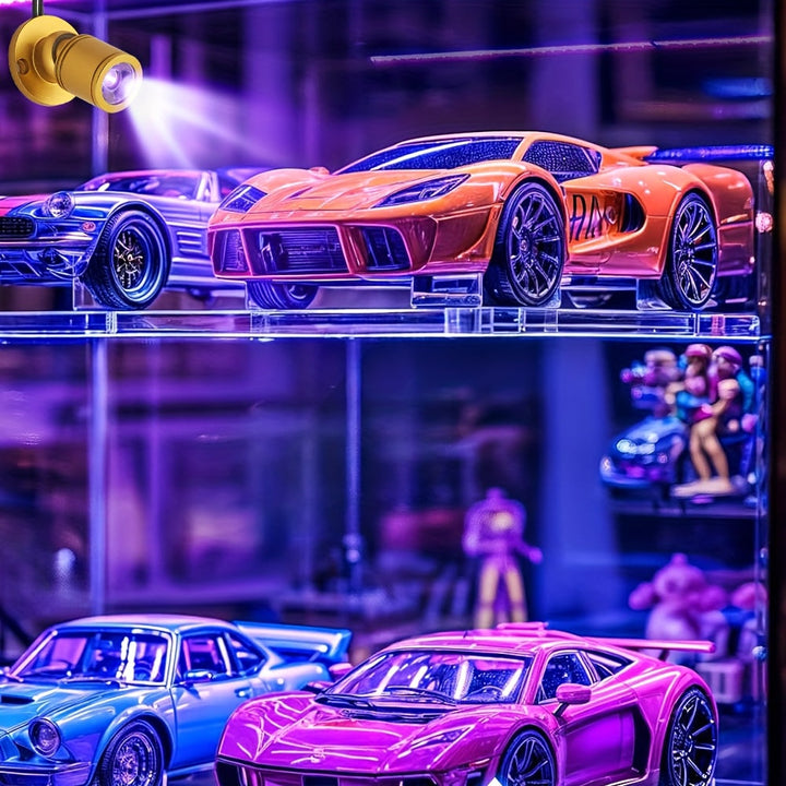 2/4pcs Mini Foco LED UV 1W, Luz Fluorescente /Oxido Plateado/Dorado, Luz Violeta para Vitrinas, Exhibición de Manos, Estantería, Computadora, USB, Modelo Interior