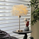 1pc Lámpara de Plumas Artificiales Blancas, Elegante y Dorada con Pantalla Tejida en Tela, Cuerpo de Hierro Alimentación USB Baja Voltaje, Compatible con Bombilla E26 DC5V, Decoración Romántica para Salón, Pasillo o Habitación, Ideal para Hoteles, Cafés