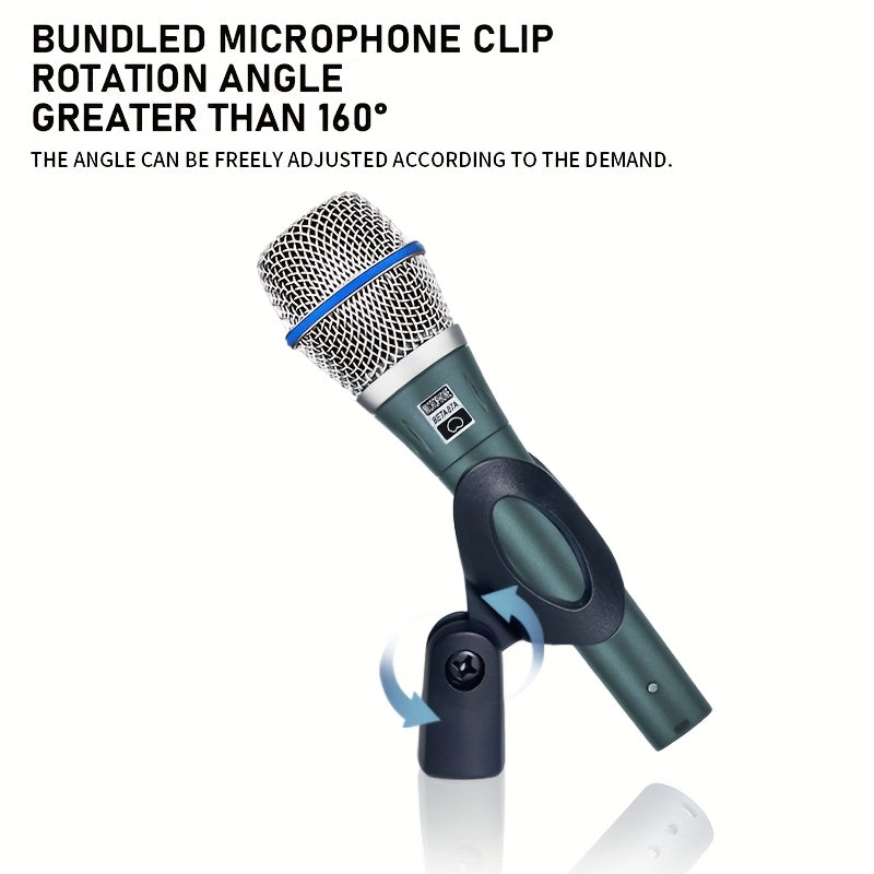 Micrófono dinámico profesional 87A, con conector de 6,35 mm, sonido HD, construcción duradera, ideal para karaoke, canto en escena, grabación vocal, actuación, discursos - No requiere batería, accesorio para cantar | Presentación audaz | Construcción dur