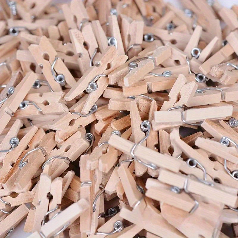 50/100pcs Mini 25mm Clips de Madera Natural para Fotos, Clips para Ropa, Plegadores de Ropa, Clips de Madera para Bodas y Fiestas, Ganchos de Utilidad