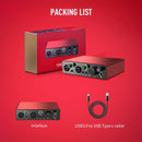 Interfaz de Audio AMACEX X2 para Grabación en PC, Podcasting y Streaming - Plug & Play, Silenciosa, Alimentada por USB con Conector de Monitor de 6.5mm, Controles de Volumen, Ideal para Músicos y Creadores de Contenido, Roja