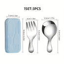 3pcs Portable Cutlery Set, Stainless Steel Short Handle Round Head Spoon Set, Mini Spoon and Fork Set, Boxed Stainless Steel Fork and Spoon Set, Small Round Spoon with Short Handle, Short Handle Round Head Spoon and Fork, Mini Ice Cream Spoon with Short