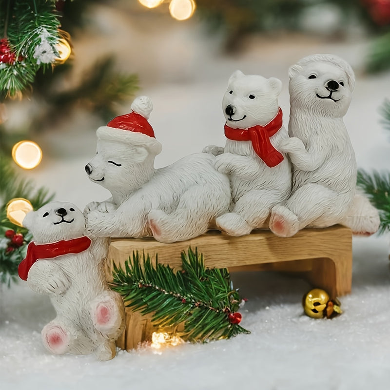 1 pza. Figura de resina de oso polar, decoración temática de temporada para diferentes tipos de habitaciones, ideal para Navidad, Halloween, exhibición en interiores y exteriores, no requiere electricidad