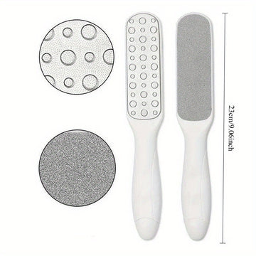 4 piezas de limpiador de pies de doble acción y raspadores - Herramienta exfoliante ergonómica de doble punta para pies muertos claros beige y pies rotos - Cuidado personal manual sin batería (plástico duradero), eliminador de pies, cuidado exfoliante de