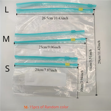 Bolsas de sellado claro reutilizables de 15 piezas, impermeables y seguras para congelador, material PET, para frutas, granos, vegetales y carnes, esencial de organización de cocina, bolsas de envasado al vacío