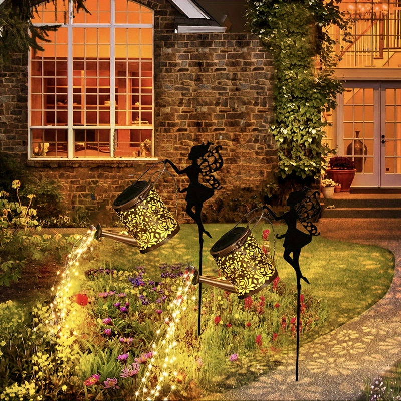Mairuike Ruider Fairy Solar Water Boiler Light - Decoración de jardín al aire libre con candelabro de borla, tanque de agua solar y linterna de patio, resistente al plástico y el hierro, eficiente en energía para el patio trasero, porche y jardín - Regal