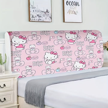 Fundas para Cabecero de Cama Rosa de Sanrio Hello Kitty - Poliéster Antipolvo, Fácil de Limpiar y Duradero, Diseño Lindo de Hello Kitty con Lazos y Magdalenas, Perfecto para Habitaciones Infantiles o Decoración Caprichosa del Hogar