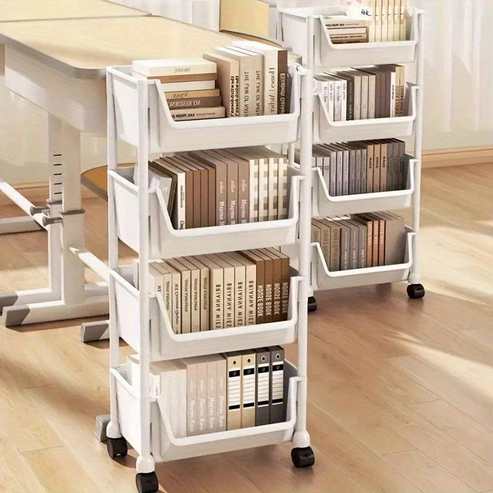 1pc Estante de almacenamiento con ruedas para cocina, 2/3/4/5 niveles, estante rodante de plástico, ideal para cocina, sala, dormitorio y residencia | optimización de espacio | diseño limpio