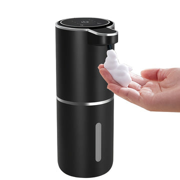 Dispensador de jabón inteligente con sensor automático sin contacto, capacidad de 380ml, flujo ajustable en 4 niveles, pantalla de energía eléctrica, líquido reemplazable libremente, carga rápida USB