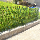 Paquete de 1 Valla de Privacidad Expandible de Madera Maciza - Diseño Ajustable con Hojas y Vegetación Artificial, Madera Marrón de Abeto para Jardín, Patio, Balcón - Barrera Decorativa Exterior para Navidad, Protección Solar, Mascotas & Decoración Rústi