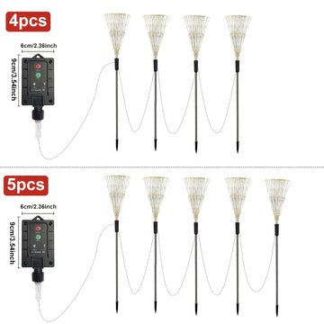 5pcs/4pcs luces solares de fuegos artificiales comerciales, 8 modos, luces navideñas para exteriores IP44, regalos perfectos para Halloween: jardines, centros comerciales, cafés, bailes y decoraciones de bodas festivas, luz solar para césped
