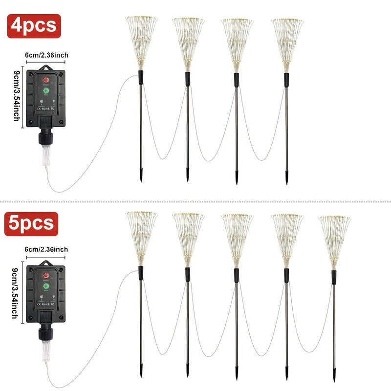 5pcs/4pcs luces solares de fuegos artificiales comerciales, 8 modos, luces navideñas para exteriores IP44, regalos perfectos para Halloween: jardines, centros comerciales, cafés, bailes y decoraciones de bodas festivas, luz solar para césped
