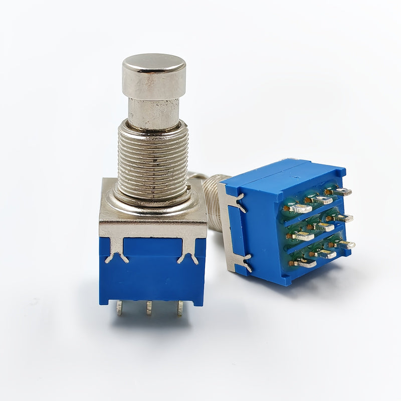 INTAI Interruptor de Pedal para Guitarra de 3 Polos con 9 Posiciones - Construcción Metálica Azul, Perilla Estriada de 10mm, Palanca Manual Encendido/Apagado para Pedales de Efectos y Equipo de Audio DIY (Sin Necesidad de Energía)