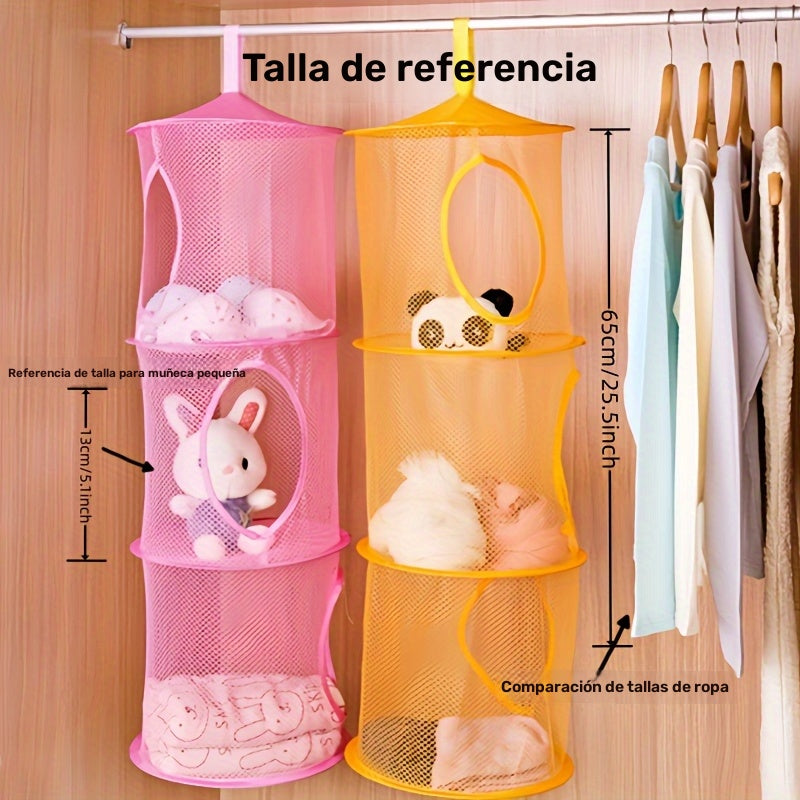 1 pieza de cesta de almacenamiento plegable de malla para colgar, red de almacenamiento para juguetes, ropa, calcetines, ropa interior, toallas de baño