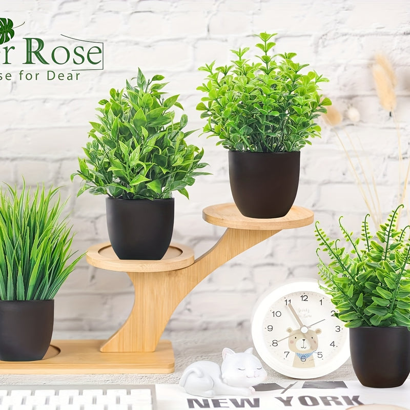 4 piezas de pequeñas plantas artificiales en maceta, mini plantas artificiales, adecuadas para decoración de hogar, oficina, dormitorio y sala de estar.
