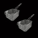 2 Piezas de Cesta para Freír de Acero Inoxidable con Mango Plegable, Malla Resistente al Calor para Papas Fritas, Alitas y Aperitivos, Herramienta de Cocina Fácil de Limpiar para Uso Doméstico y Comercial