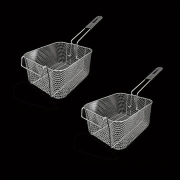 2 Piezas de Cesta para Freír de Acero Inoxidable con Mango Plegable, Malla Resistente al Calor para Papas Fritas, Alitas y Aperitivos, Herramienta de Cocina Fácil de Limpiar para Uso Doméstico y Comercial