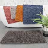 Alfombra de baño de felpa, 1 pieza - Antideslizante, lavable, de poliéster con respaldo de PVC, diseño rectangular para decoración de baño, dormitorio, sala de estar y entrada, alfombra de baño|alfombra decorativa|alfombra lavable a máquina